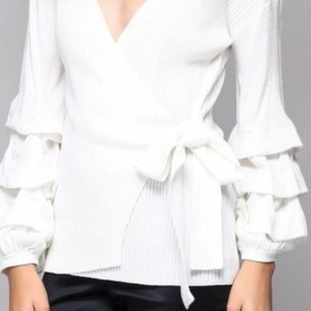 RUFFED WRAP SWEATER - Picture 5 of 7